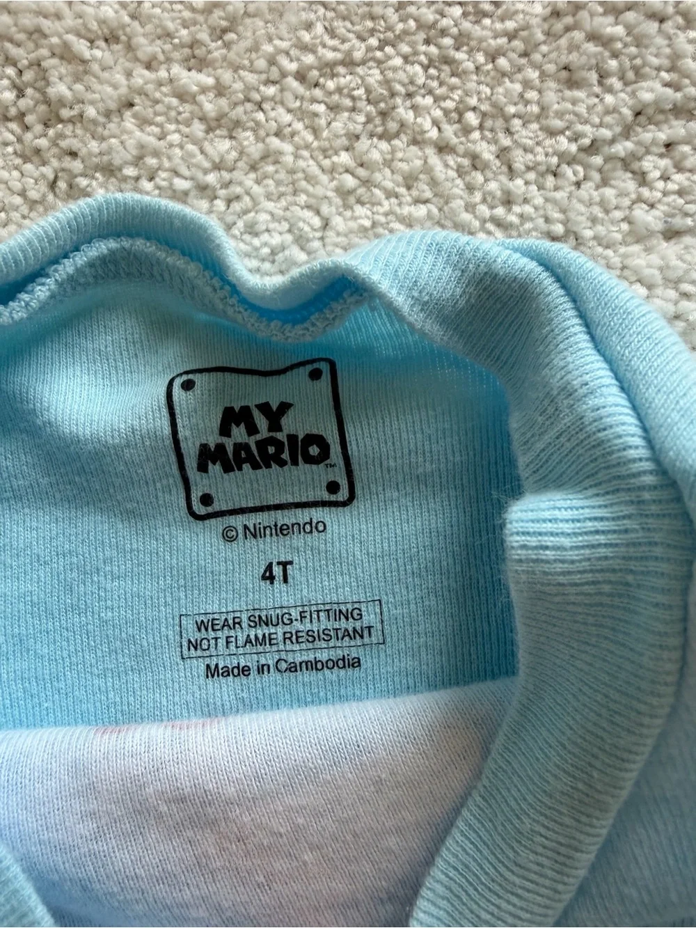 Nintendo Blue Super Mario Kids Pajama Set with Character Prints